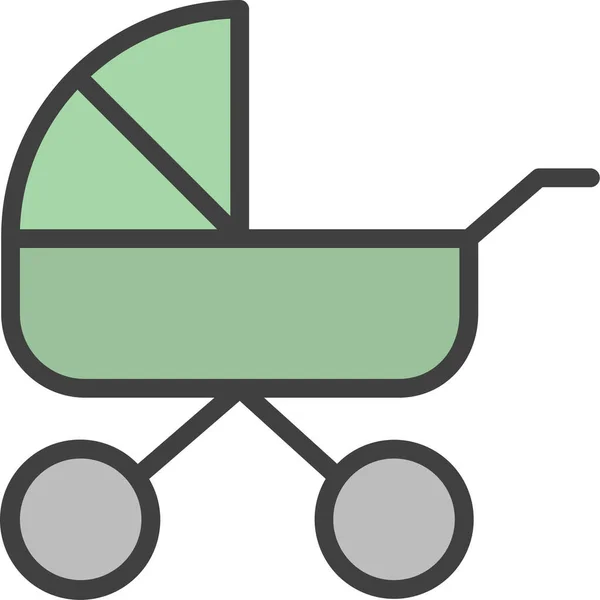 Baby Baby Carriage Buggy Icon Filledoutline Style — Διανυσματικό Αρχείο