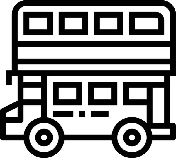 Autobús Cubierta Doble Icono Estilo Contorno — Archivo Imágenes Vectoriales