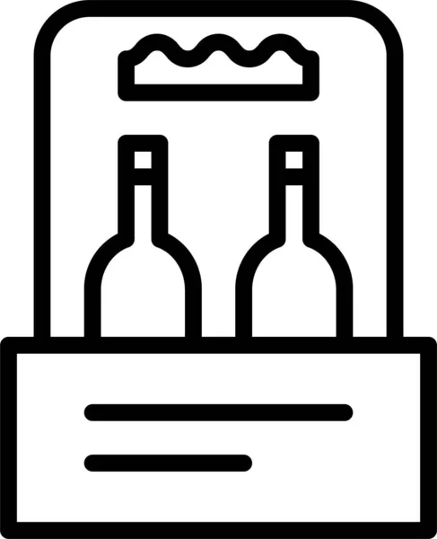 Icono Del Paquete Botella Vino Estilo Esquema — Vector de stock