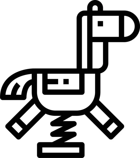 Leuk Paard Schommelen Pictogram Omtrek Stijl — Stockvector