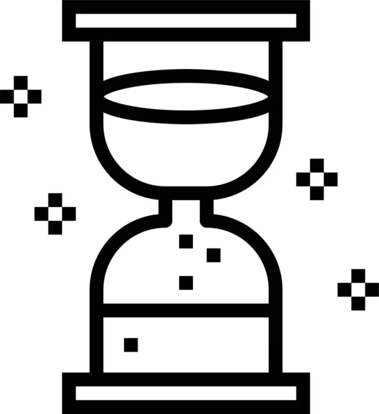 Klok Zandloper Tijd Pictogram Omtrek Stijl — Stockvector