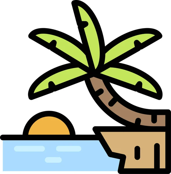 Klif Vakantie Palm Icoon Zomer Categorie — Stockvector