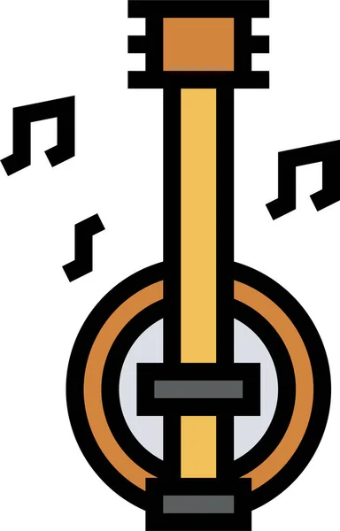 Ikona Folkového Nástroje Banjo Vyplněném Stylu — Stockový vektor