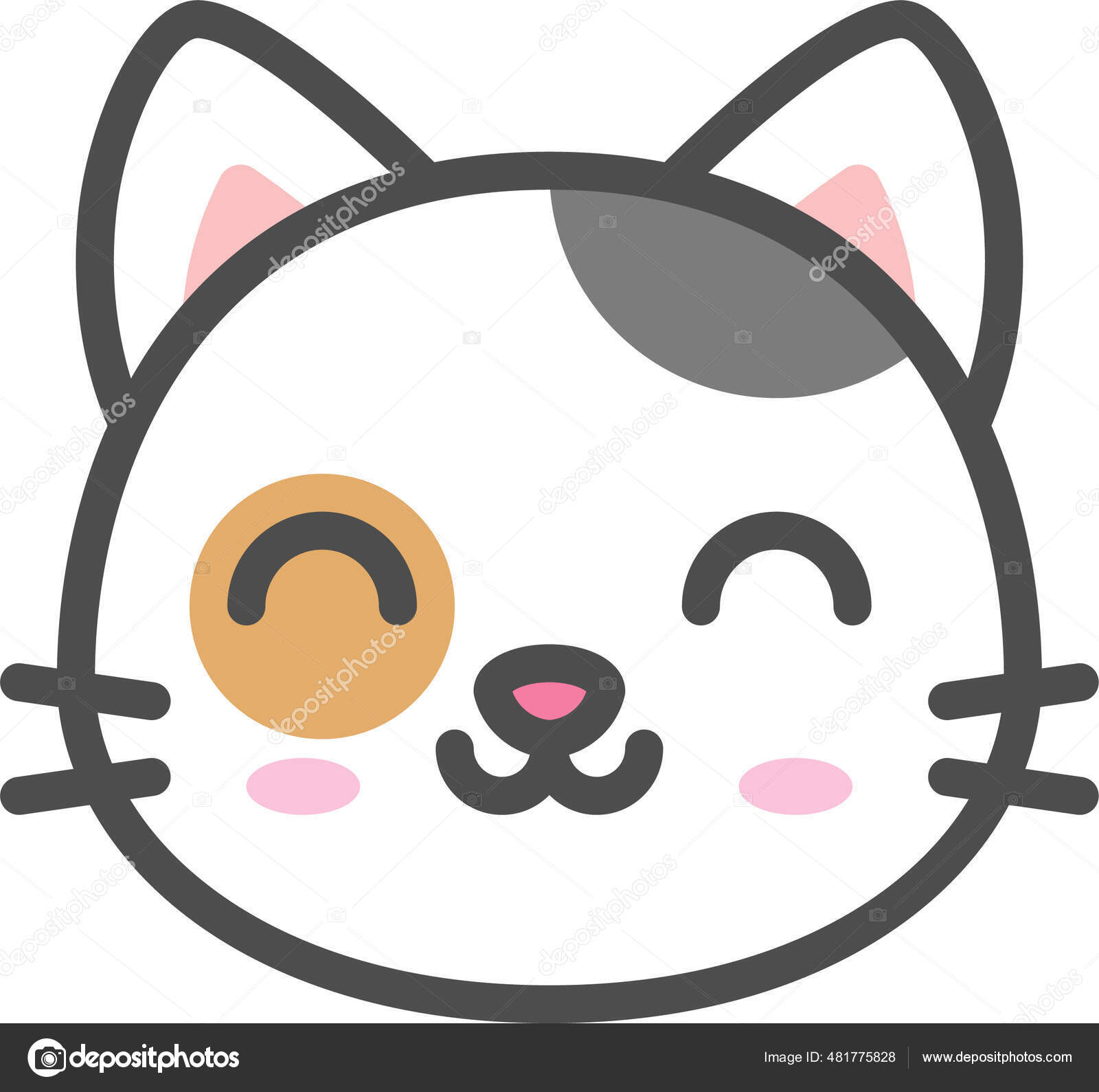 Cute cartoon cat icon - Stock Image - Everypixel