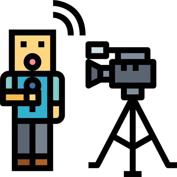 Broadcast Channel Journalist Icoon Filedoutline Stijl — Stockvector