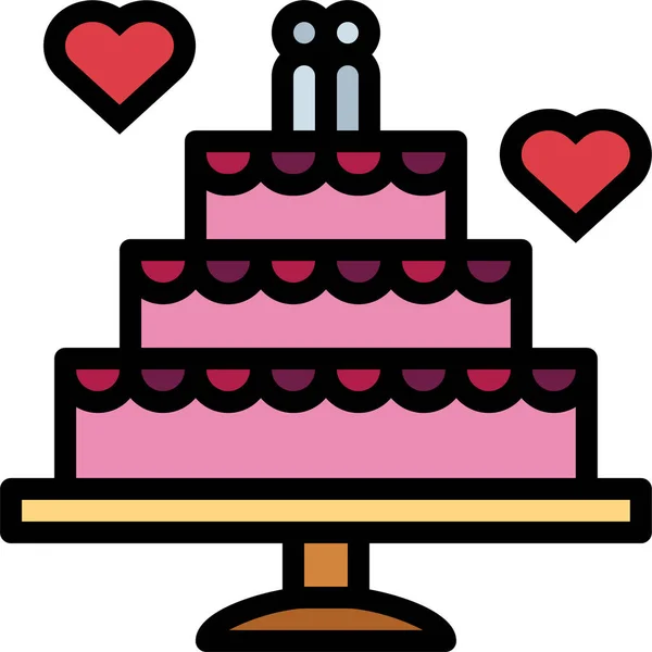 Bakery Cake Love Icon Filledoutline Style — Stock Vector