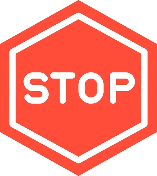 Cartelli Stradali Segno Stop Icona Stile Piatto — Vettoriale Stock