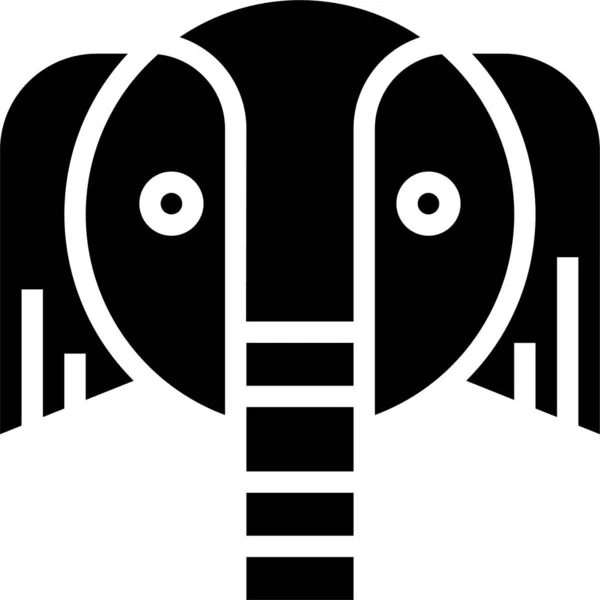 Elephant Mammal Wildlife Icon Solid Style — 图库矢量图片