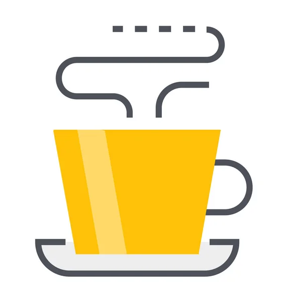 Koffie Drank Cafe Icoon Filedoutline Stijl — Stockvector
