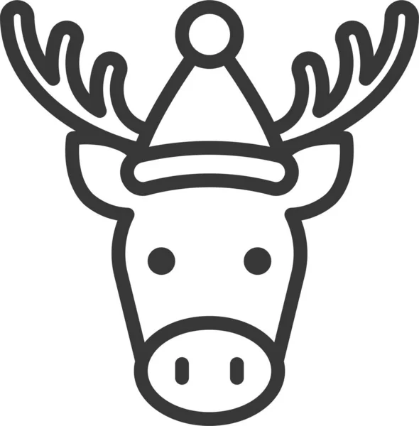 Animal Icône Chapeau Noël Dans Style Contour — Image vectorielle