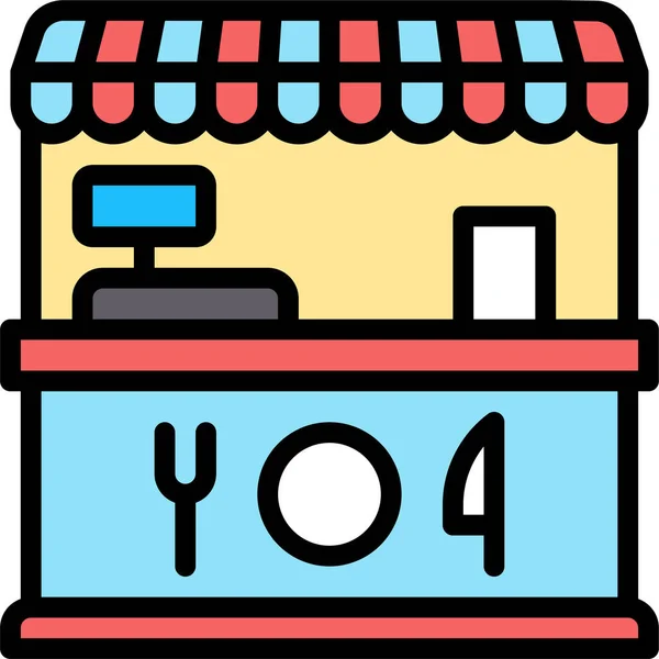 Supermercado Centro Comercial Icono Estilo Filledoutline — Vector de stock