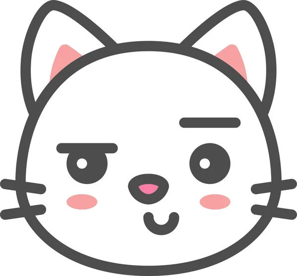 Avatar Cat Cute Icon Dalam Gaya Filledoutline - Stok Vektor