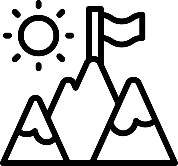 Icône Sport Montagne Dans Style Contour — Image vectorielle