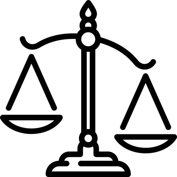 Equilibrio Giustizia Icona Del Diritto Stile Contorno — Vettoriale Stock