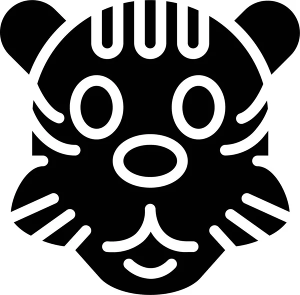 Animal Mammal Tiger Icon Solid Style — 图库矢量图片