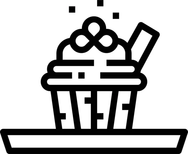 Pastel Cupcake Postre Icono Estilo Del Esquema — Vector de stock