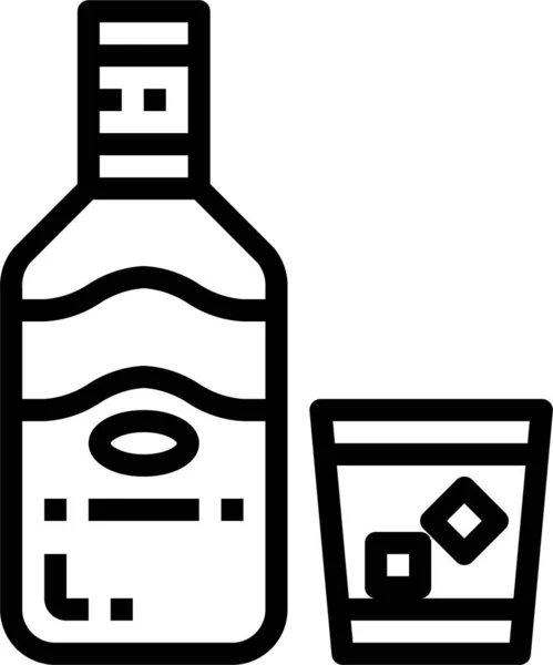 Alcoholische Fles Drank Pictogram Omtrek Stijl — Stockvector