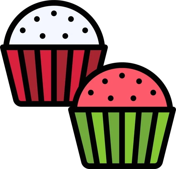 Comida Navidad Cupcake Icono Categoría Navidad — Vector de stock