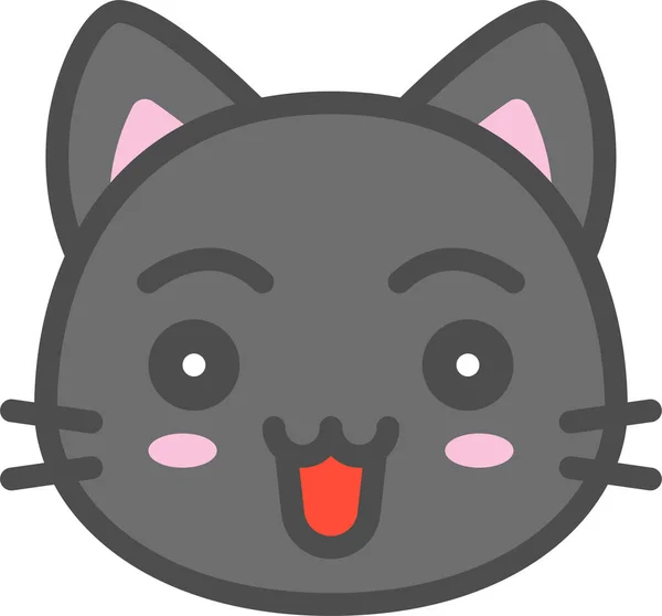 Avatar Cat Cute Icon Dalam Gaya Filledoutline - Stok Vektor