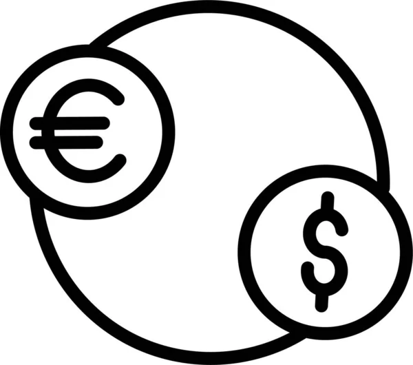 Währung Dollar Euro Symbol Umrissstil — Stockvektor