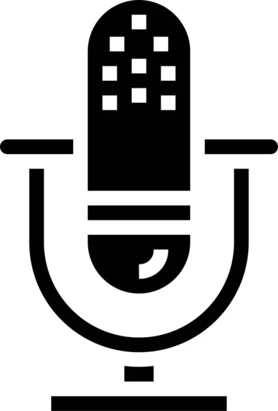Icône Technologie Microphone Audio Dans Style Solide — Image vectorielle