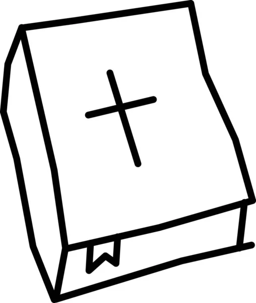 Biblia Cristianismo Cruz Icono Estilo Del Esquema — Vector de stock