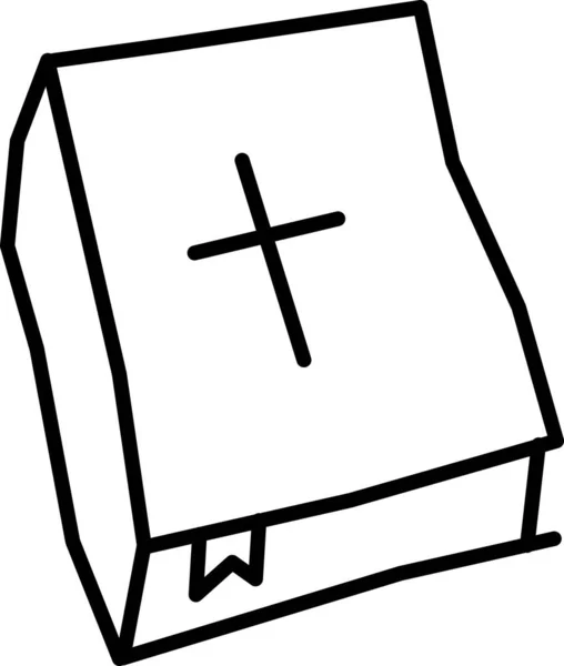 Bible Christianisme Croix Icône Dans Style Contour — Image vectorielle