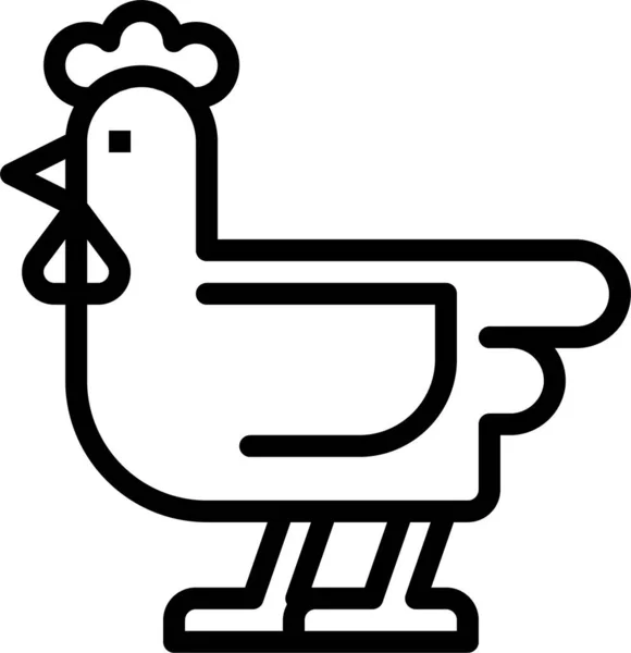 Ikona Kurczaka Ptaka Zarysie Stylu — Wektor stockowy