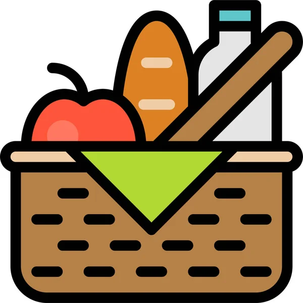 Basket Bread Food Icon Filledoutline Style — Stock Vector