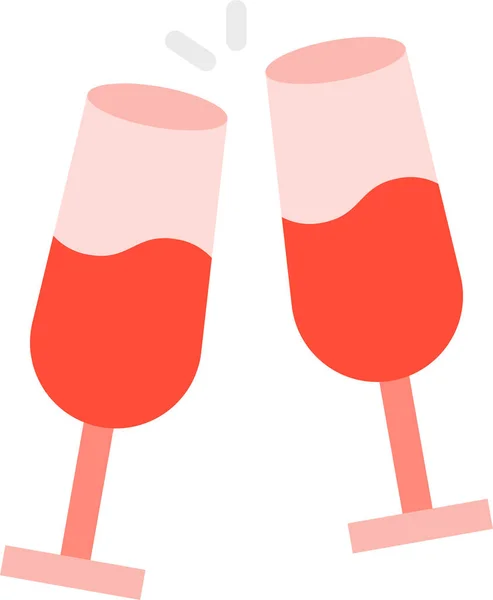 Célébration Champagne Boissons Icône Dans Style Plat — Image vectorielle
