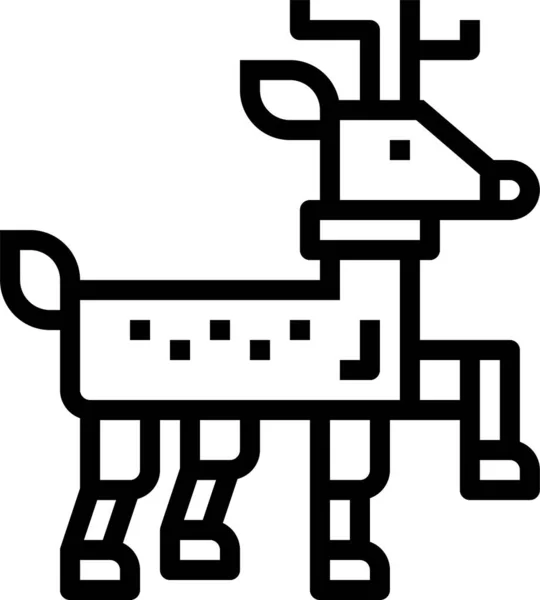 Ikona Reniferów Ssaków Zwierzęcych Zarysie — Wektor stockowy