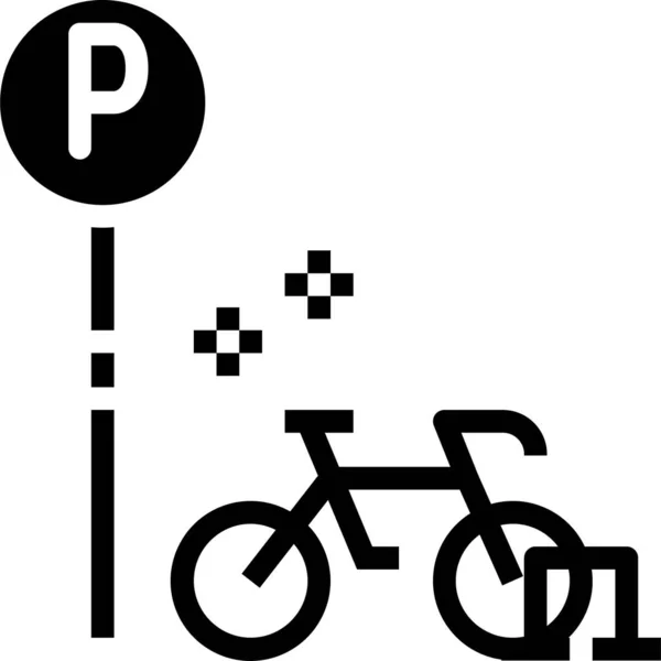 Ikona Parkowania Rowerów Rowerowych Solidnym Stylu — Wektor stockowy