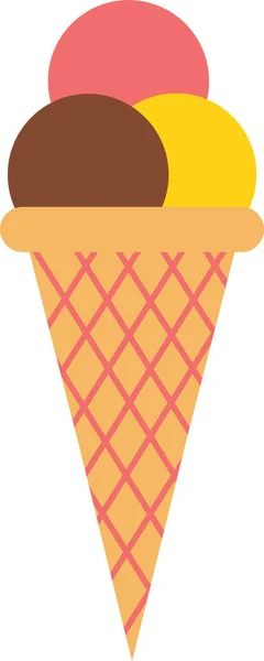 Cone Dessert Sweet Icon Flat Style — Stock Vector