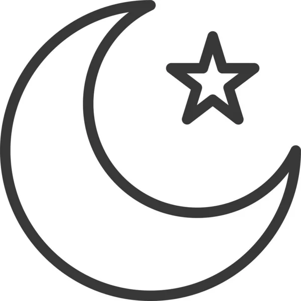 Abrahamic Islam Moon Icon Estilo Contorno — Vector de stock