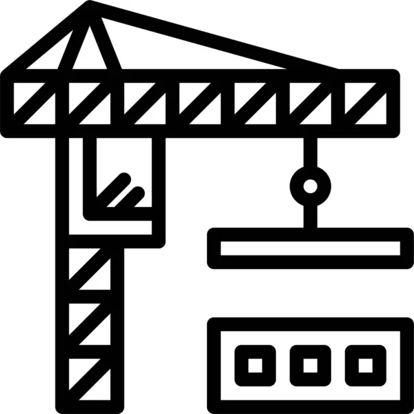 Иконка Строительного Крана Стиле Наброска — стоковый вектор