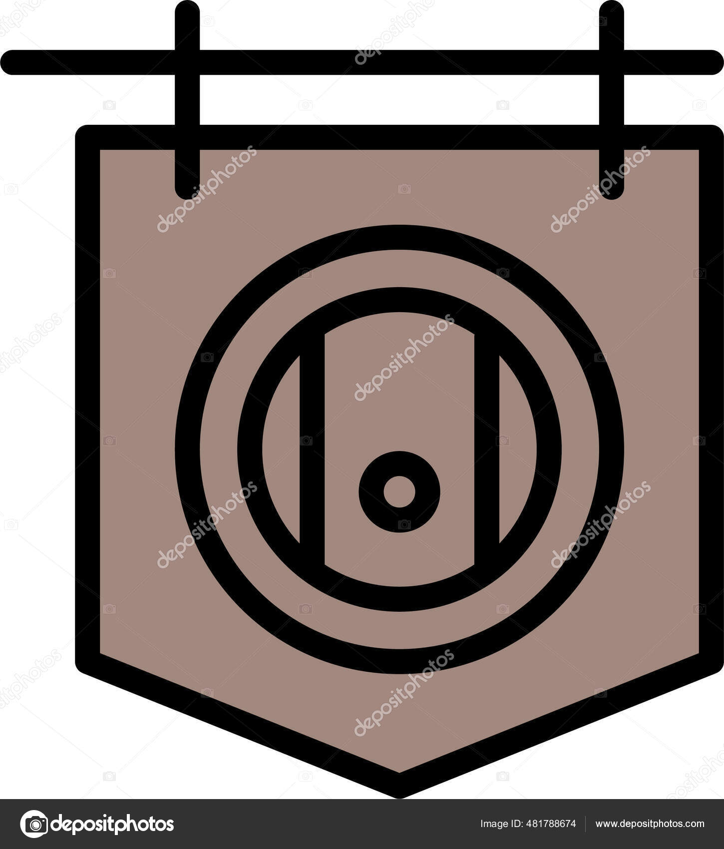 Einkaufsbox-symbol umriss des einkaufsbox-vektorsymbols in farbe