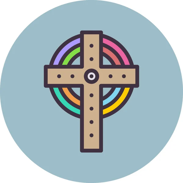 Cristo Croce Cristiana Icona Pieno Stile Contorno — Vettoriale Stock