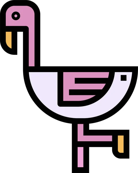 Tier Vogel Flamingo Symbol Filetiertem Outline Stil — Stockvektor