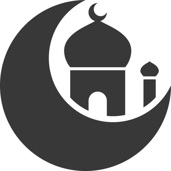 イスラム教のイスラム教の月のアイコンをしっかりとしたスタイルで — ストックベクタ
