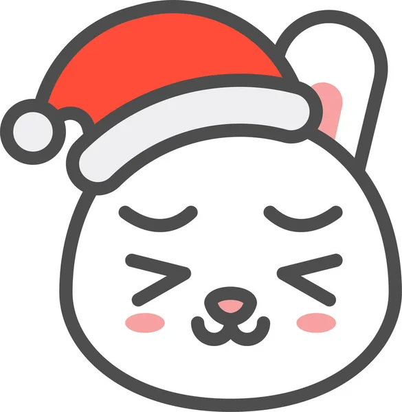 Häschen Weihnachten Emoji Symbol Filedoutline Stil — Stockvektor