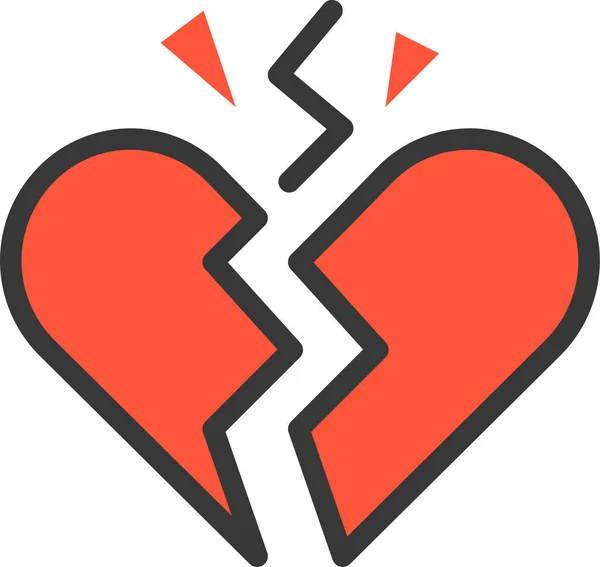 Икона Разбитого Сердца Знакомства Стиле Filledoutline — стоковый вектор
