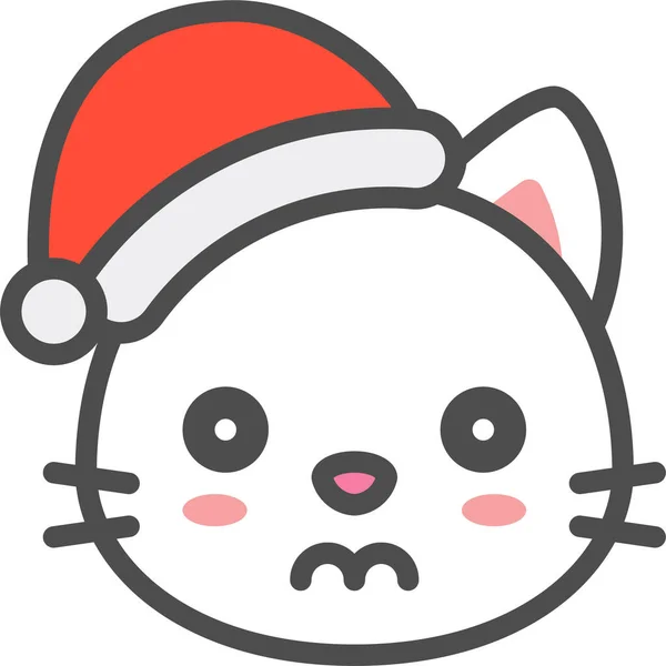 Chat Icône Doute Noël Dans Style Filledoutline — Image vectorielle