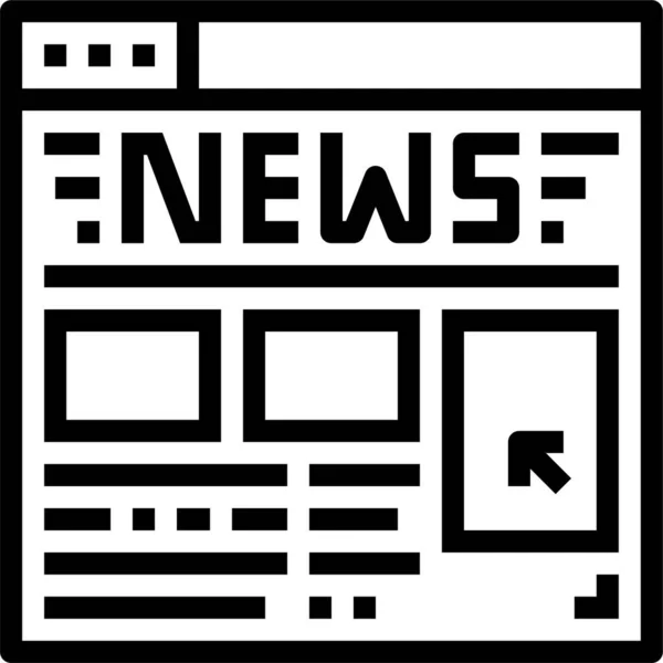 Comunicaciones Icono Noticias Internet Estilo Esquema — Vector de stock