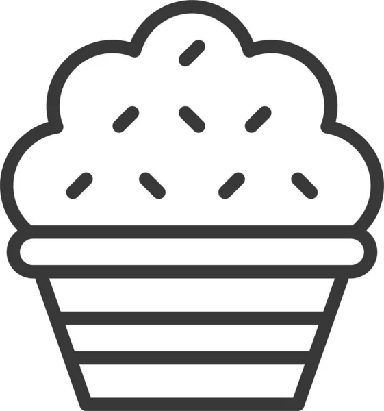 Bageri Cupcake Mat Ikon Kontur Stil — Stock vektor