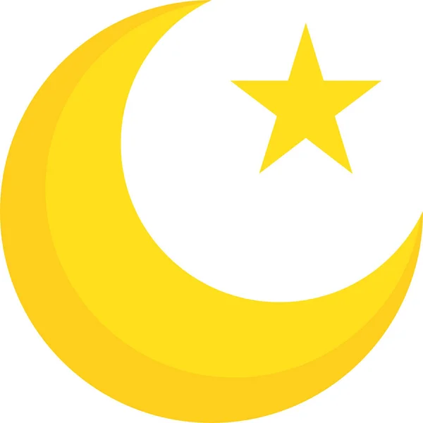 Luna Creciente Icono Musulmán Estilo Plano — Vector de stock