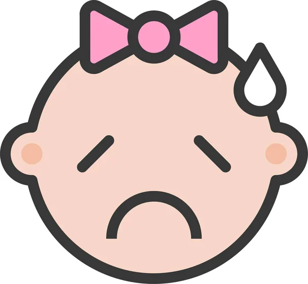 Baby Emoji Emoticon Ikon Ifylld Konturstil — Stock vektor
