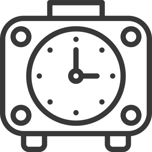 Alarm Klok Klok Pictogram Omtrek Stijl — Stockvector