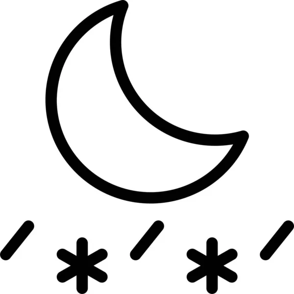 Прогноз Иконки Лунной Ночи Стиле Контура — стоковый вектор