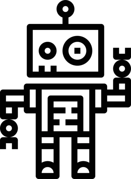 Icono Robot Metal Para Niños Estilo Esquema — Vector de stock