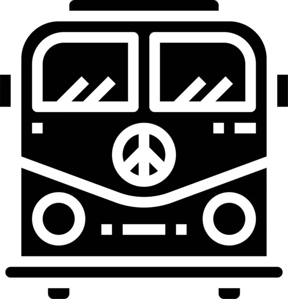 Car Hippie Truck Icon Solid Style — Stock Vector